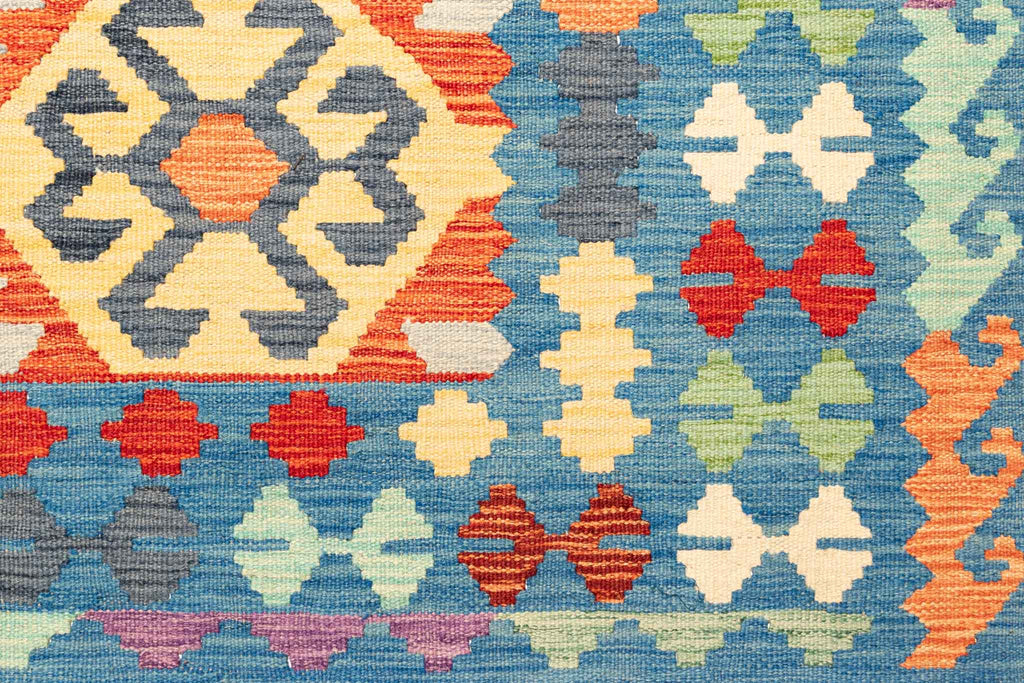 Handgewebter Kelim-Teppich aus Schurwolle, 194 × 292 cm
