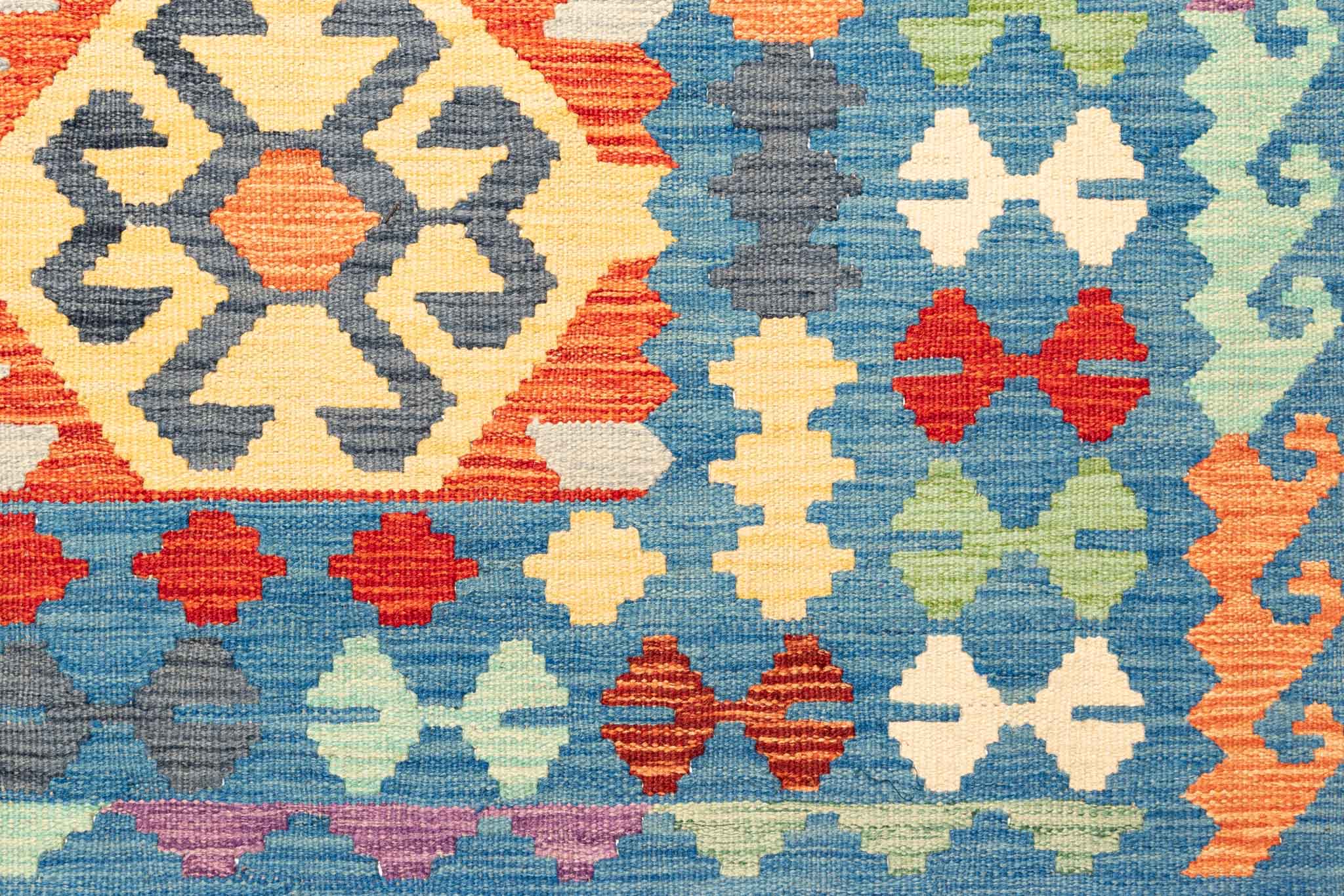 Handgewebter Kelim-Teppich aus Schurwolle, 194 × 292 cm