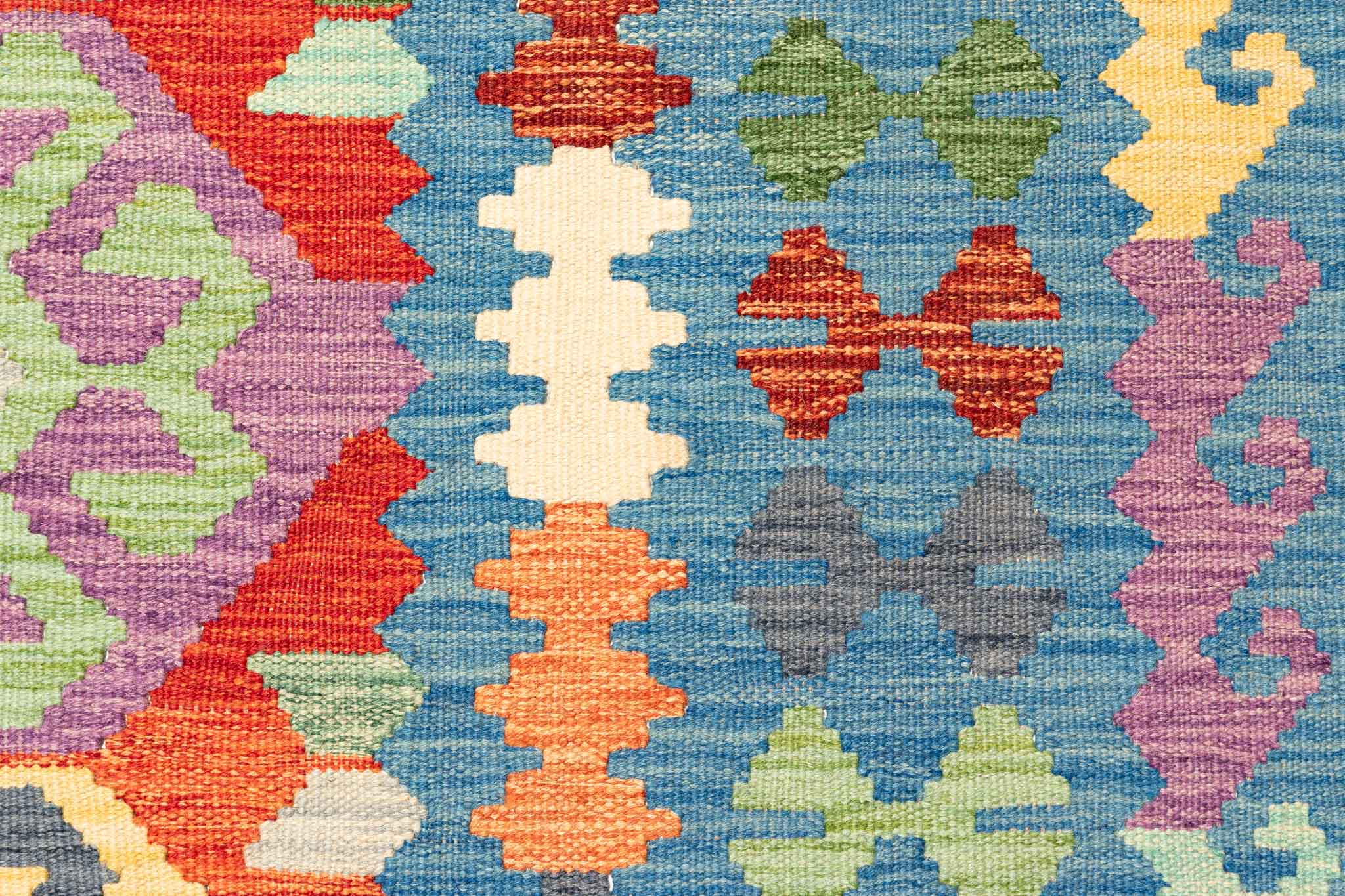 Handgewebter Kelim-Teppich aus Schurwolle, 194 × 292 cm