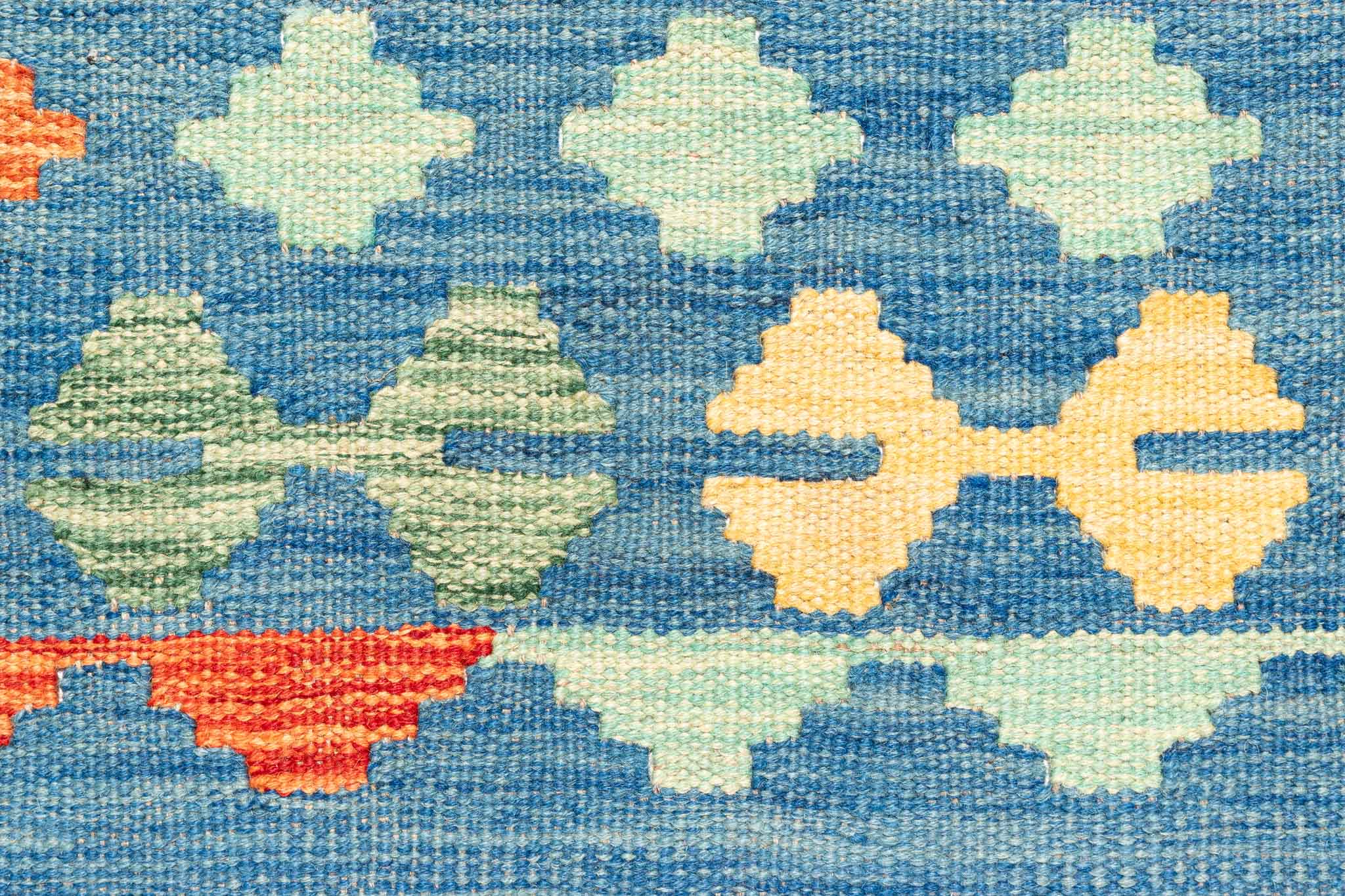 Handgewebter Kelim-Teppich aus Schurwolle, 194 × 292 cm