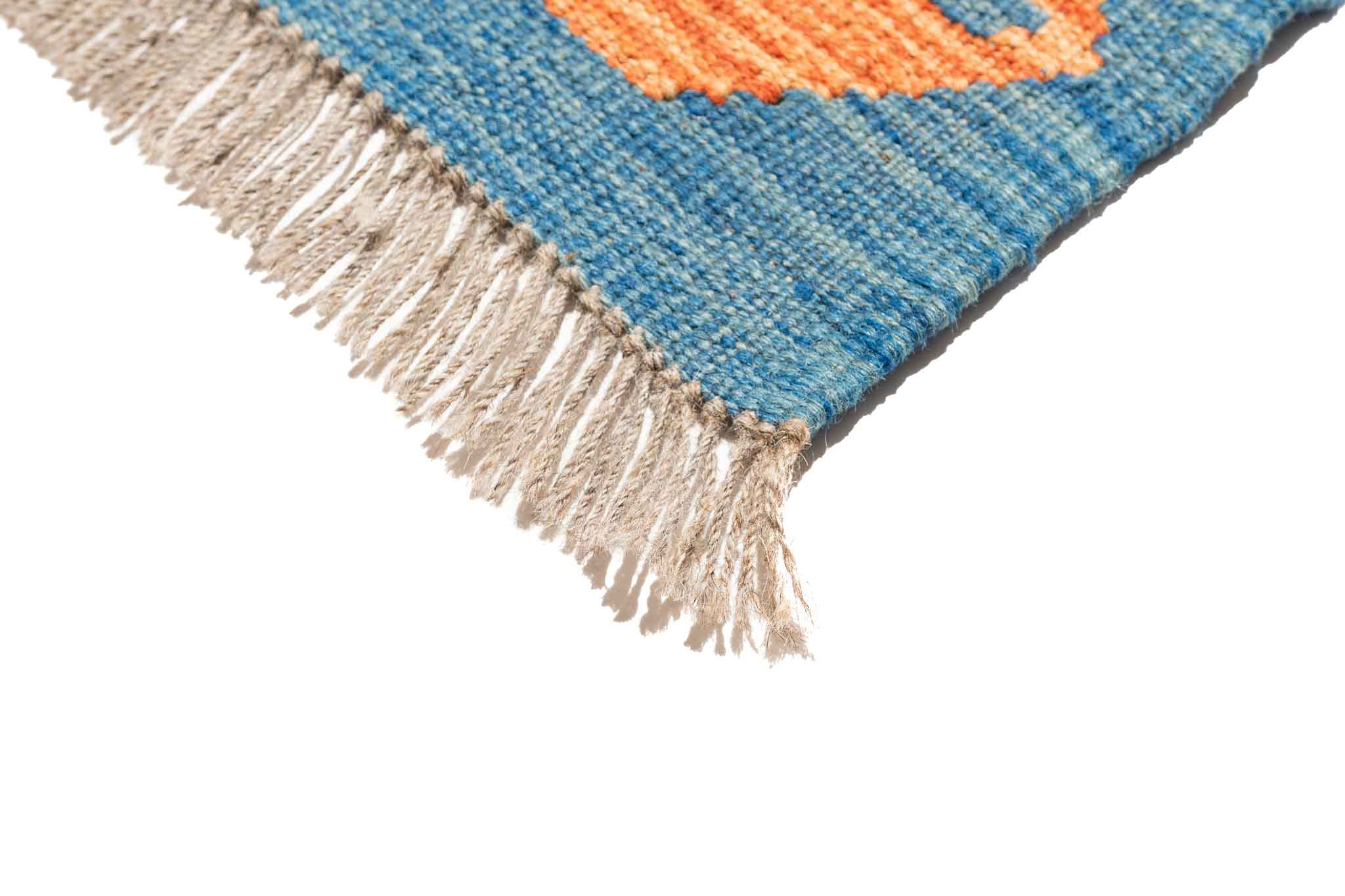 Handgewebter Kelim-Teppich aus Schurwolle, 194 × 292 cm