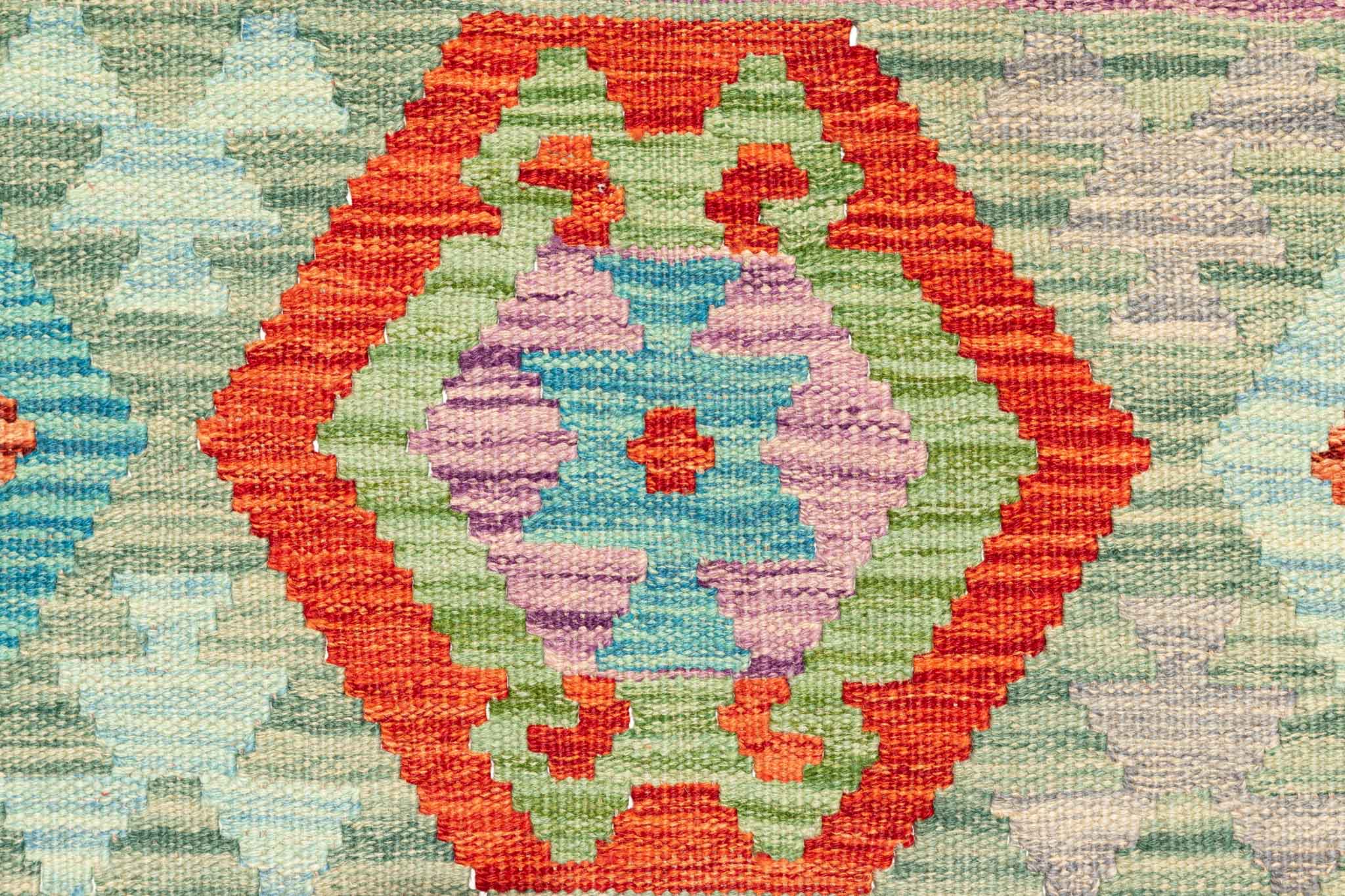 Handgewebter Kelim-Teppich aus Schurwolle, 200 × 292 cm