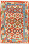 Handgewebter Kelim-Teppich aus Schurwolle, 204 × 299 cm