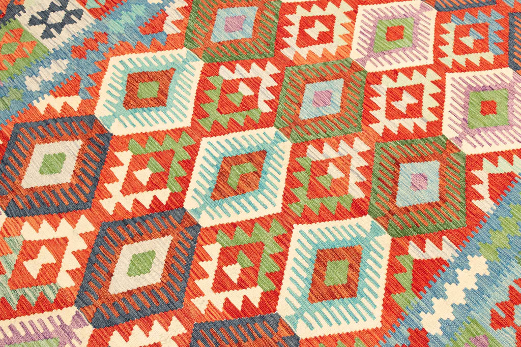 Handgewebter Kelim-Teppich aus Schurwolle, 204 × 299 cm
