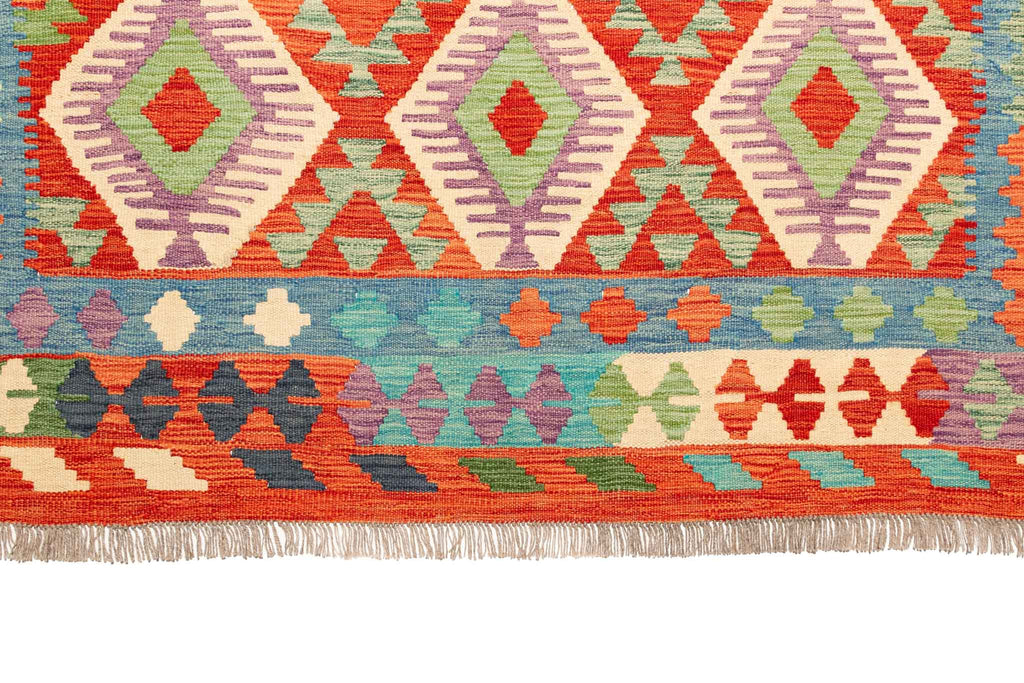 Handgewebter Kelim-Teppich aus Schurwolle, 204 × 299 cm