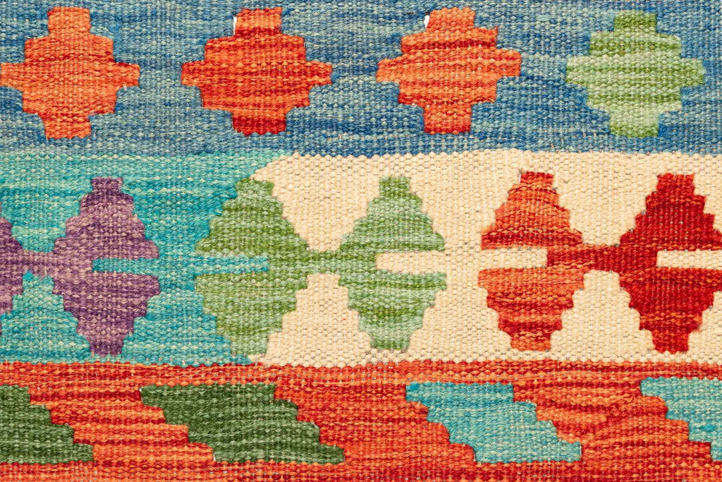 Handgewebter Kelim-Teppich aus Schurwolle, 204 × 299 cm