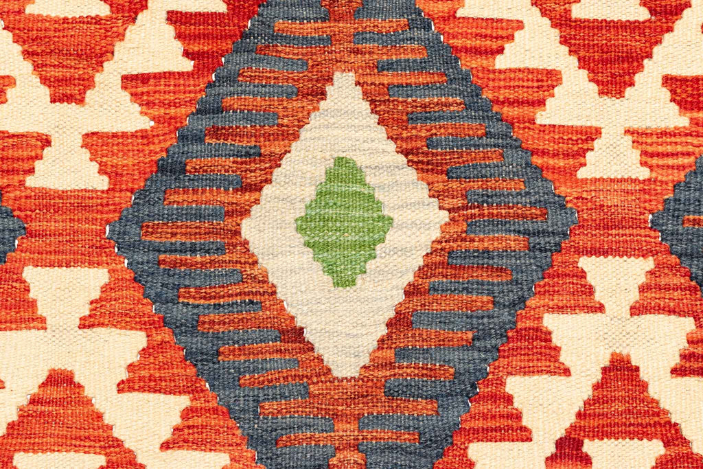 Handgewebter Kelim-Teppich aus Schurwolle, 204 × 299 cm