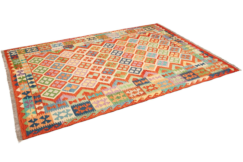 Handgewebter Kelim-Teppich aus Schurwolle, 200 × 292 cm