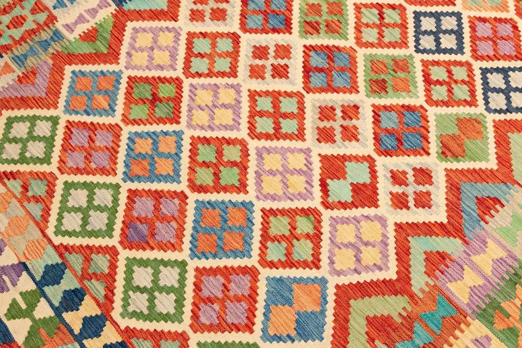 Handgewebter Kelim-Teppich aus Schurwolle, 200 × 292 cm