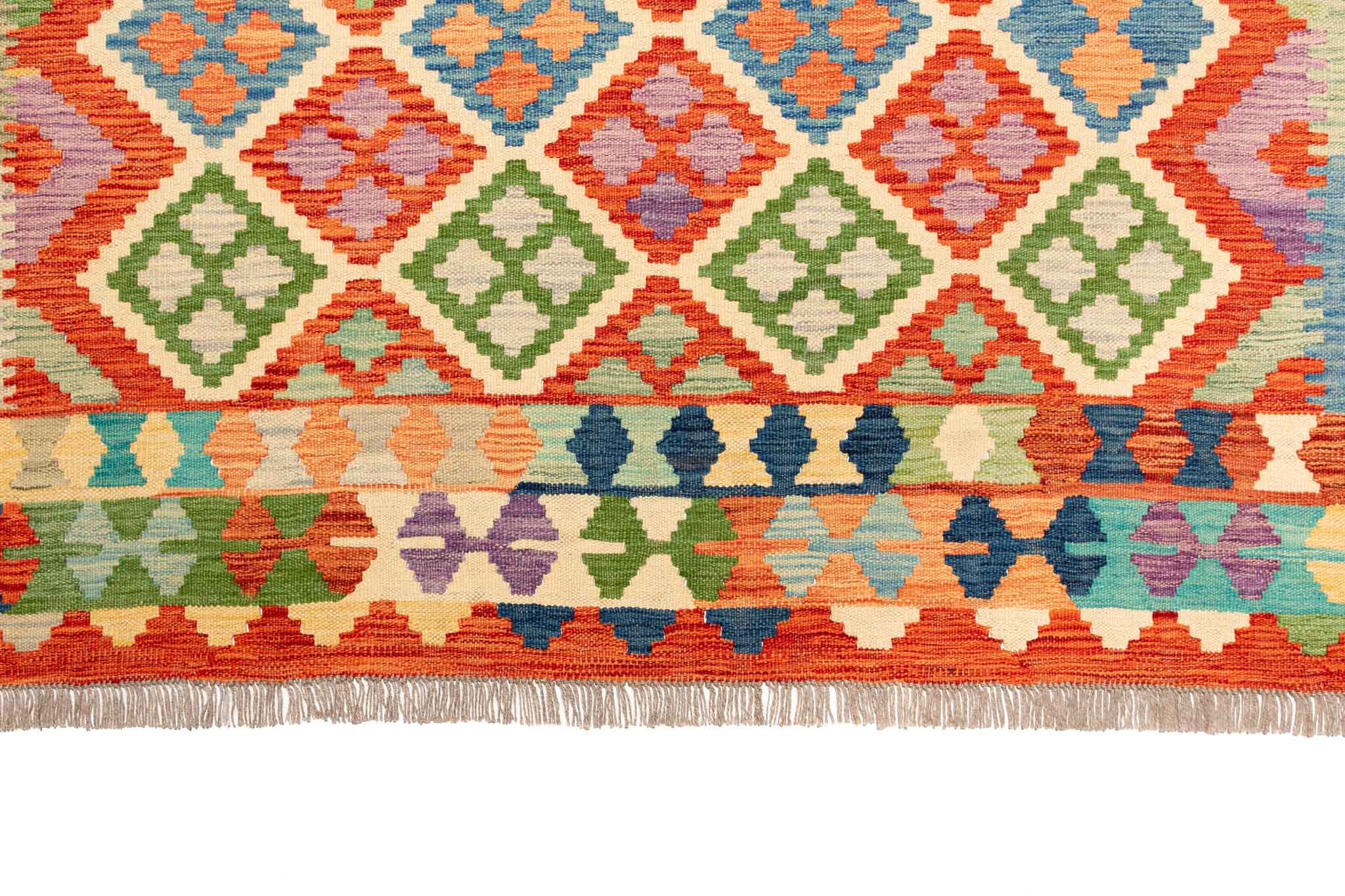 Handgewebter Kelim-Teppich aus Schurwolle, 200 × 292 cm