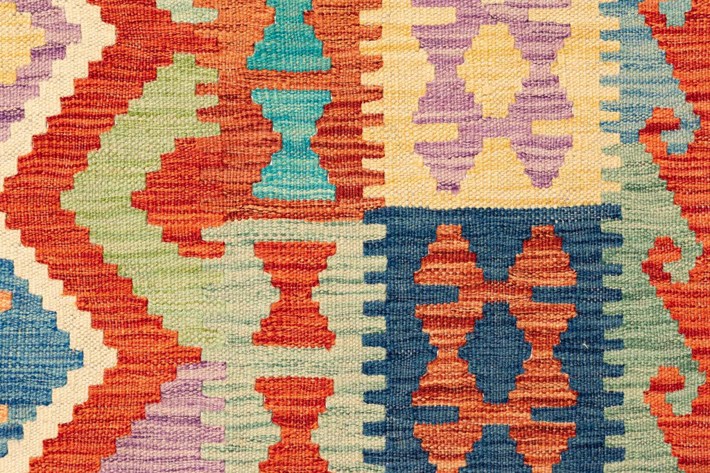 Handgewebter Kelim-Teppich aus Schurwolle, 200 × 292 cm