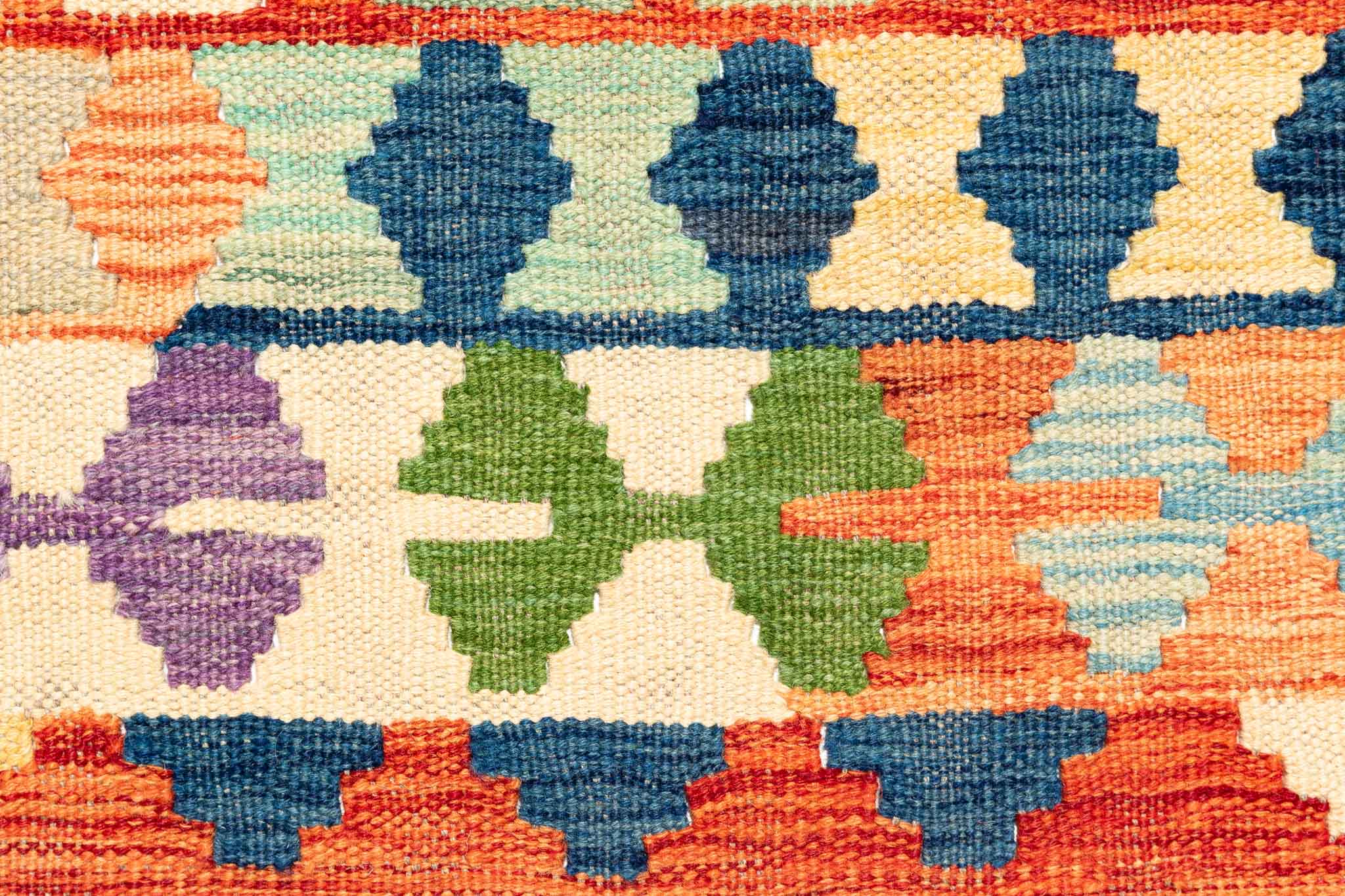 Handgewebter Kelim-Teppich aus Schurwolle, 200 × 292 cm