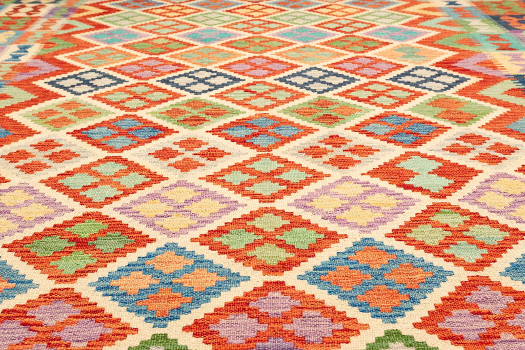 Handgewebter Kelim-Teppich aus Schurwolle, 200 × 292 cm