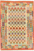 Handgewebter Kelim-Teppich aus Schurwolle, 204 × 299 cm