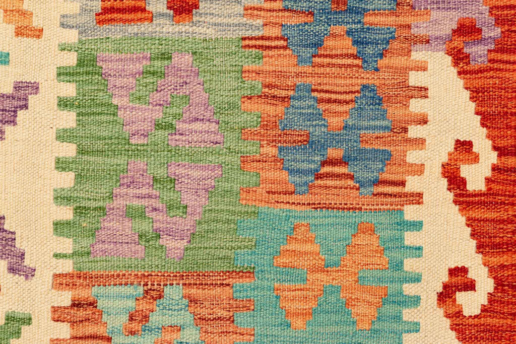 Handgewebter Kelim-Teppich aus Schurwolle, 204 × 299 cm
