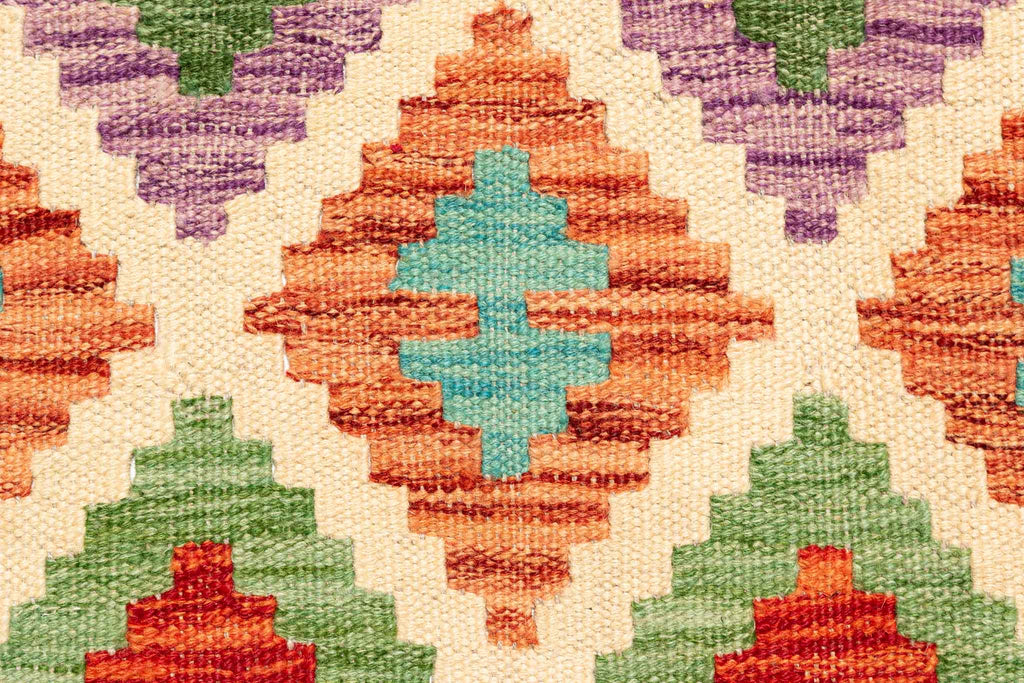 Handgewebter Kelim-Teppich aus Schurwolle, 204 × 299 cm