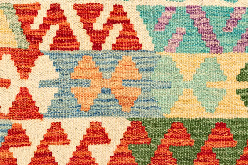 Handgewebter Kelim-Teppich aus Schurwolle, 204 × 299 cm