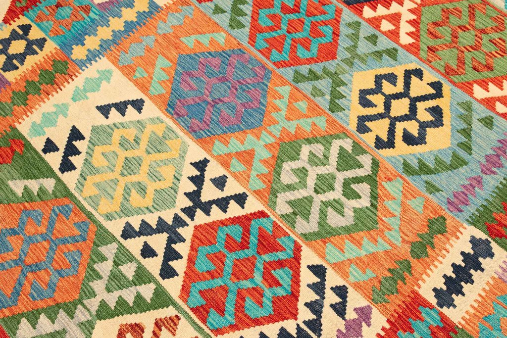 Handgewebter Kelim-Teppich aus Schurwolle, 200 × 300 cm