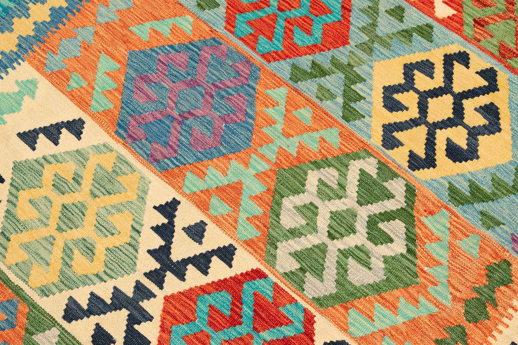 Handgewebter Kelim-Teppich aus Schurwolle, 200 × 300 cm