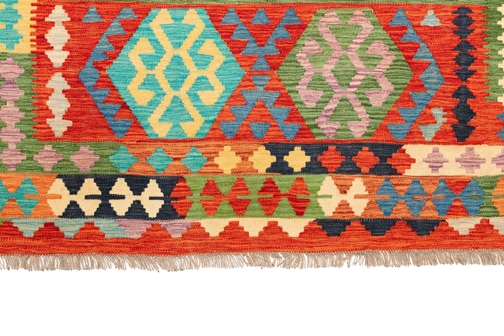 Handgewebter Kelim-Teppich aus Schurwolle, 200 × 300 cm