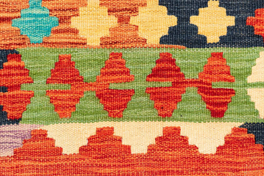 Handgewebter Kelim-Teppich aus Schurwolle, 200 × 300 cm