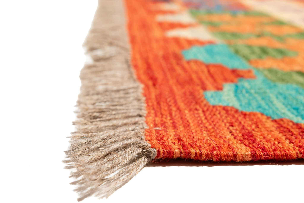 Handgewebter Kelim-Teppich aus Schurwolle, 200 × 300 cm