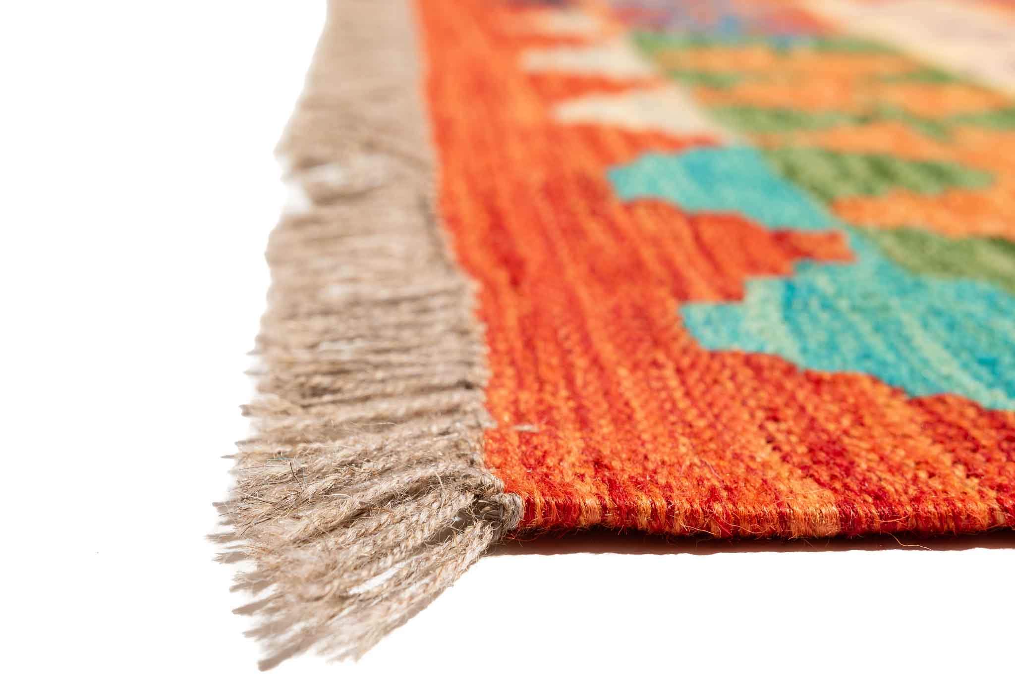 Handgewebter Kelim-Teppich aus Schurwolle, 200 × 300 cm