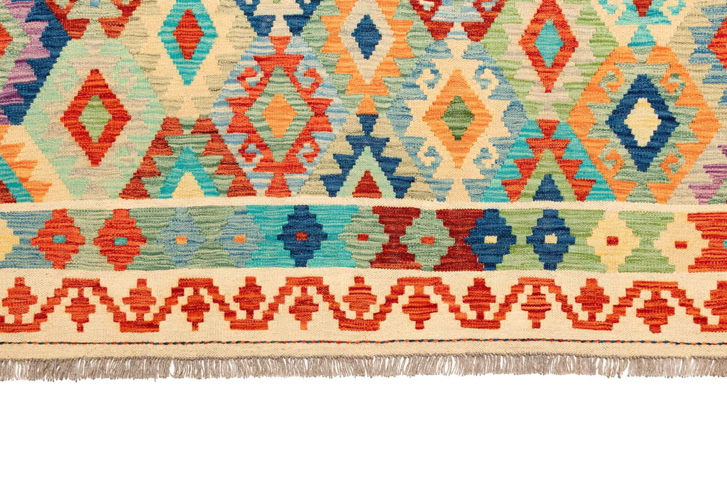 Handgewebter Kelim-Teppich aus Schurwolle, 202 × 298 cm