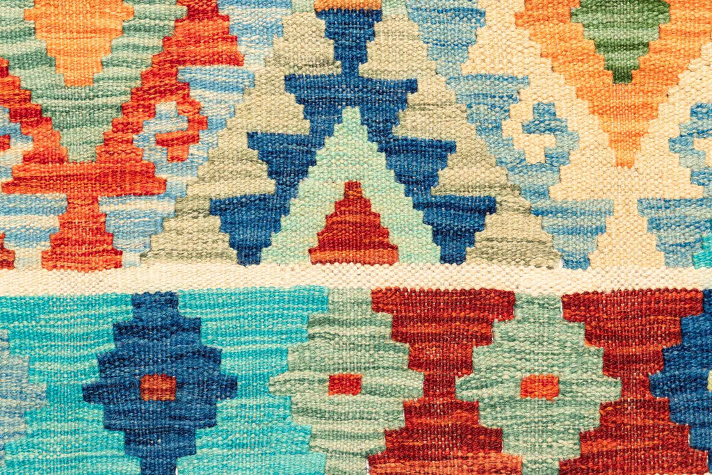 Handgewebter Kelim-Teppich aus Schurwolle, 202 × 298 cm