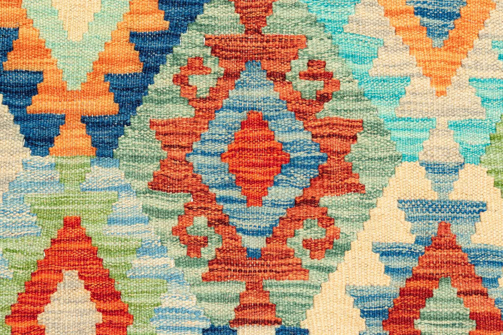 Handgewebter Kelim-Teppich aus Schurwolle, 202 × 298 cm