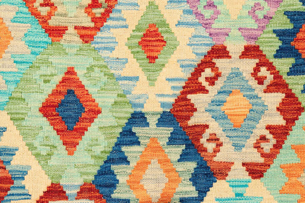 Handgewebter Kelim-Teppich aus Schurwolle, 202 × 298 cm