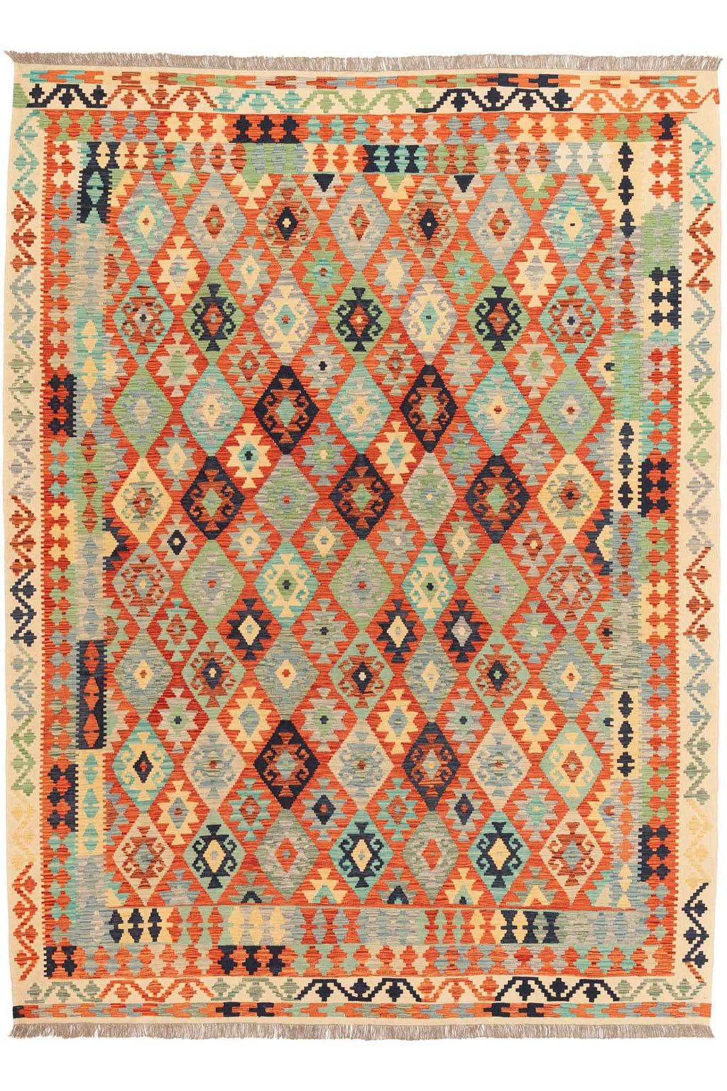 Handgewebter Kelim-Teppich aus Schurwolle, 258 × 345 cm