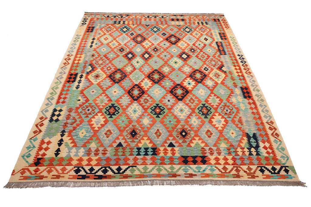 Handgewebter Kelim-Teppich aus Schurwolle, 258 × 345 cm