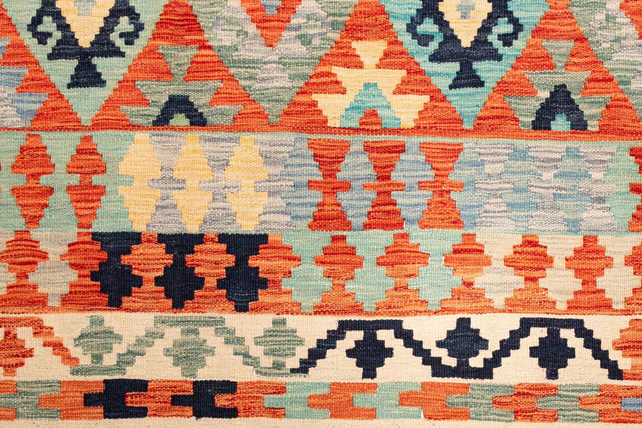 Handgewebter Kelim-Teppich aus Schurwolle, 258 × 345 cm