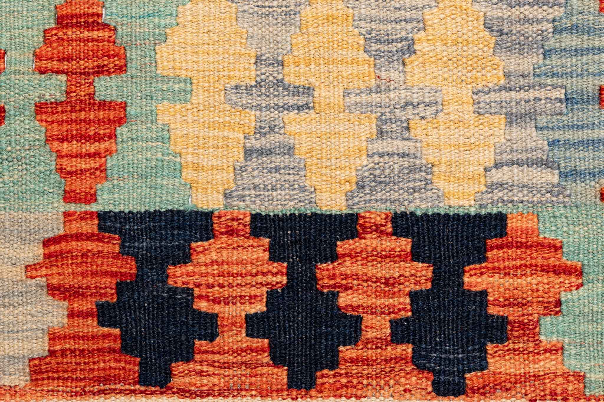 Handgewebter Kelim-Teppich aus Schurwolle, 258 × 345 cm
