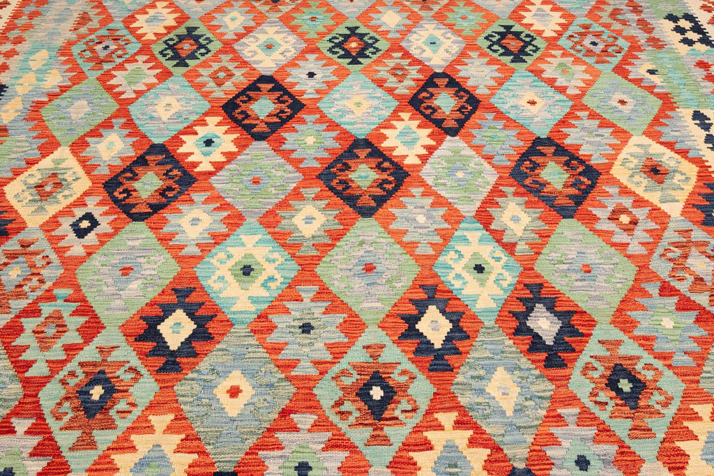 Handgewebter Kelim-Teppich aus Schurwolle, 258 × 345 cm