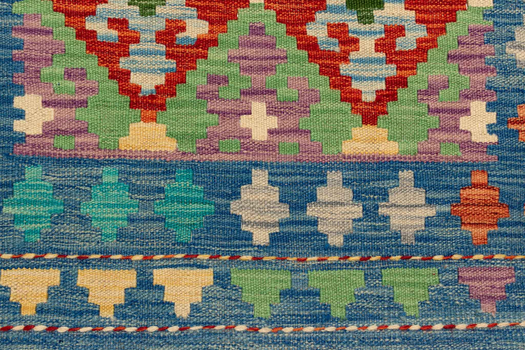Handgewebter Kelim-Teppich aus Schurwolle, 84 × 290 cm