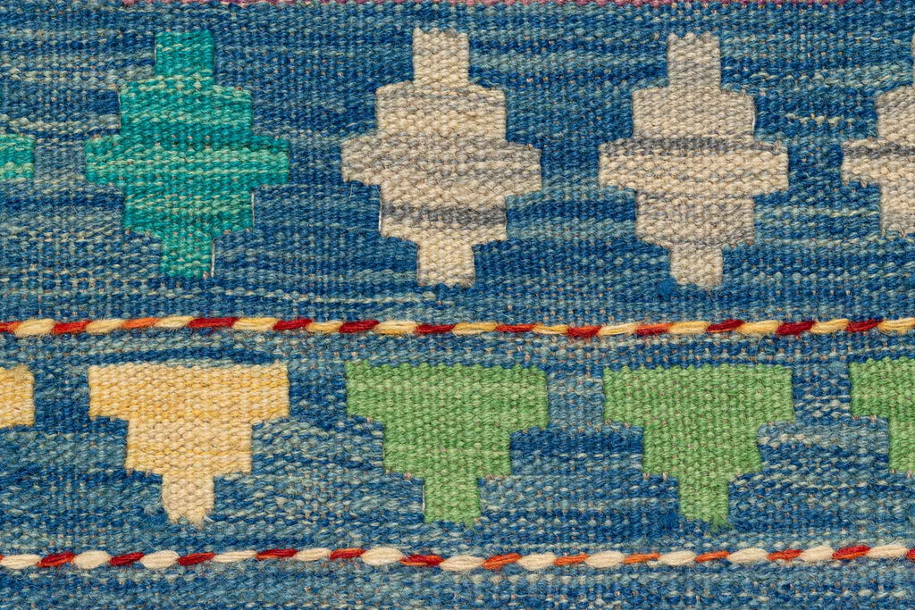 Handgewebter Kelim-Teppich aus Schurwolle, 84 × 290 cm