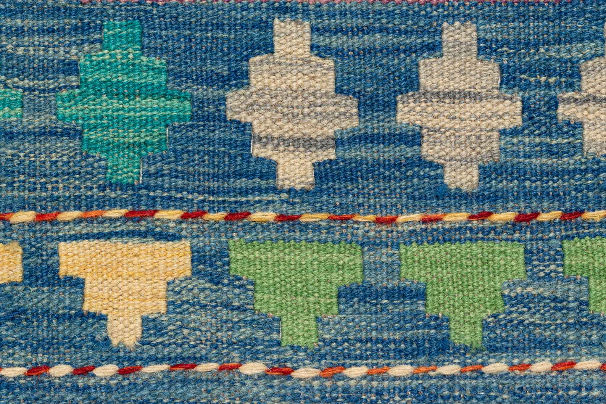 Handgewebter Kelim-Teppich aus Schurwolle, 84 × 290 cm