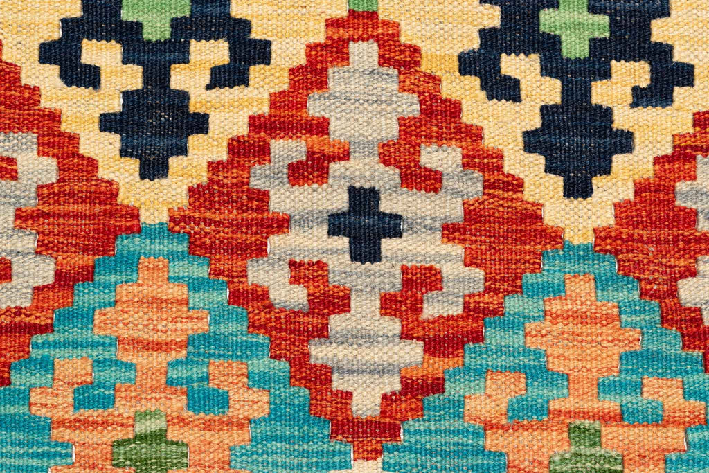 Handgewebter Kelim-Teppich aus Schurwolle, 84 × 290 cm