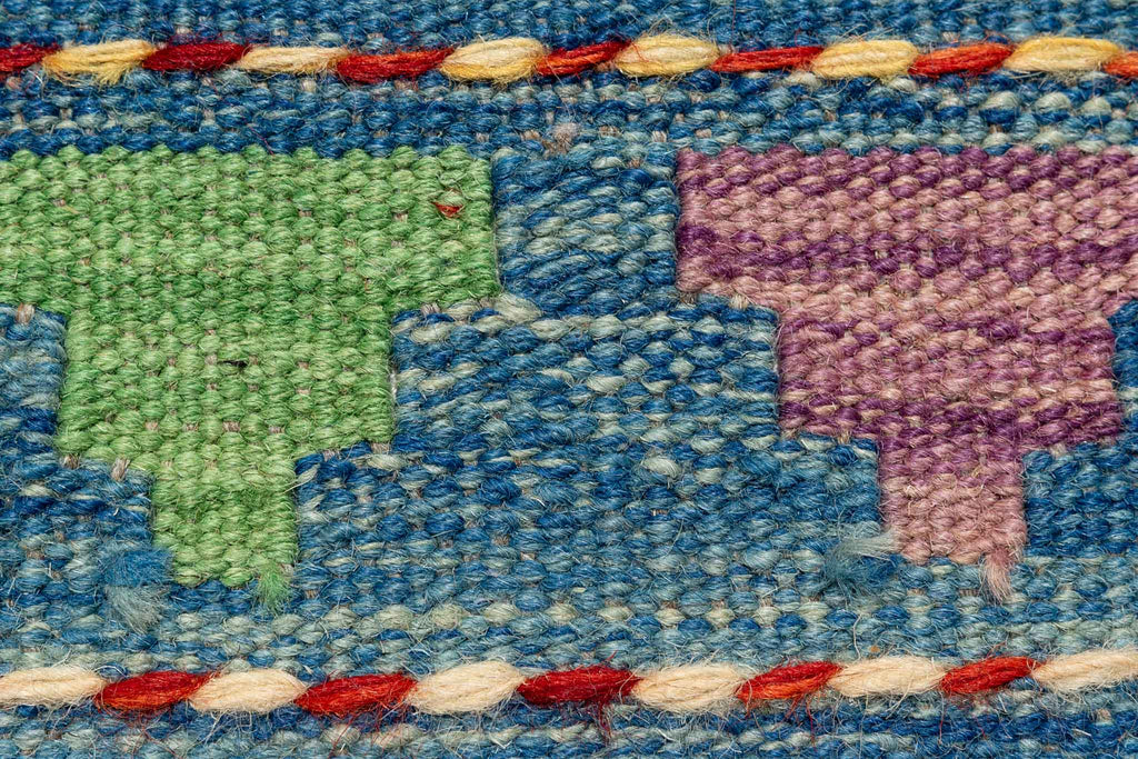 Handgewebter Kelim-Teppich aus Schurwolle, 84 × 290 cm
