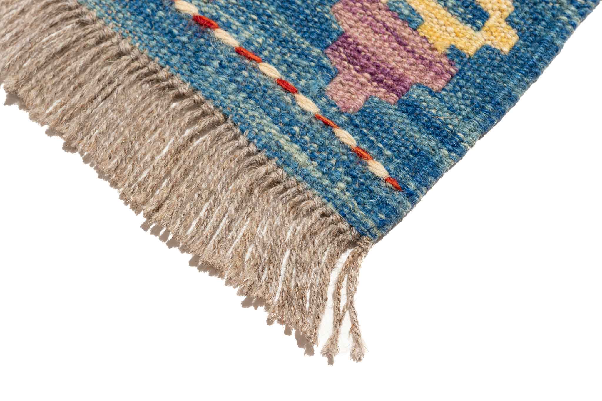 Handgewebter Kelim-Teppich aus Schurwolle, 84 × 290 cm