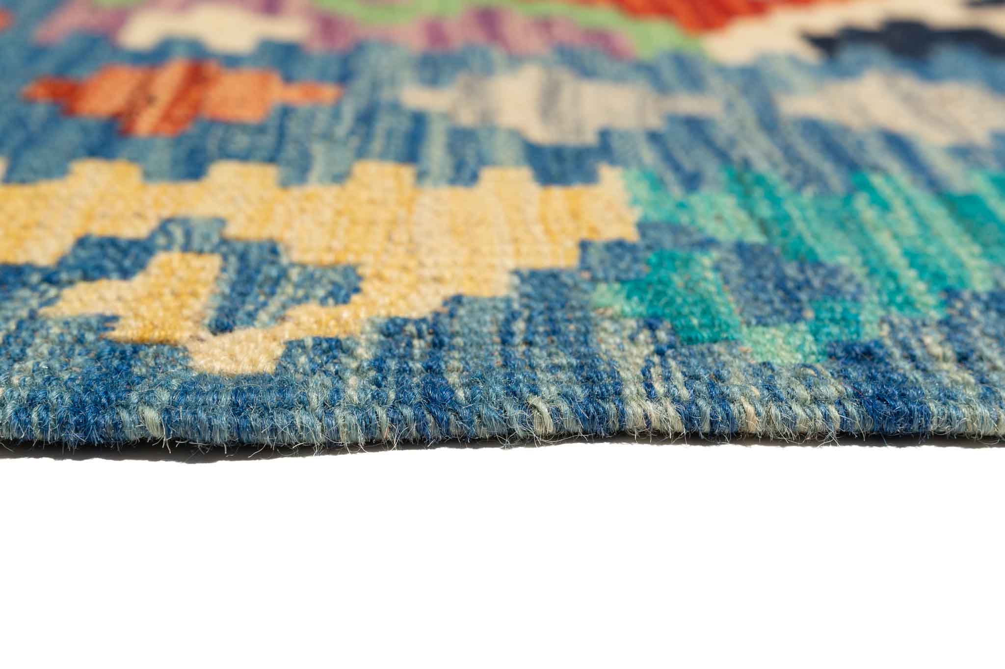Handgewebter Kelim-Teppich aus Schurwolle, 84 × 290 cm