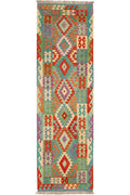 Handgewebter Kelim-Teppich aus Schurwolle, 88 × 294 cm
