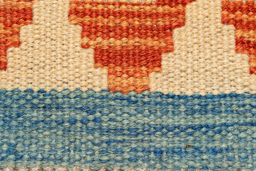 Handgewebter Kelim-Teppich aus Schurwolle, 88 × 294 cm