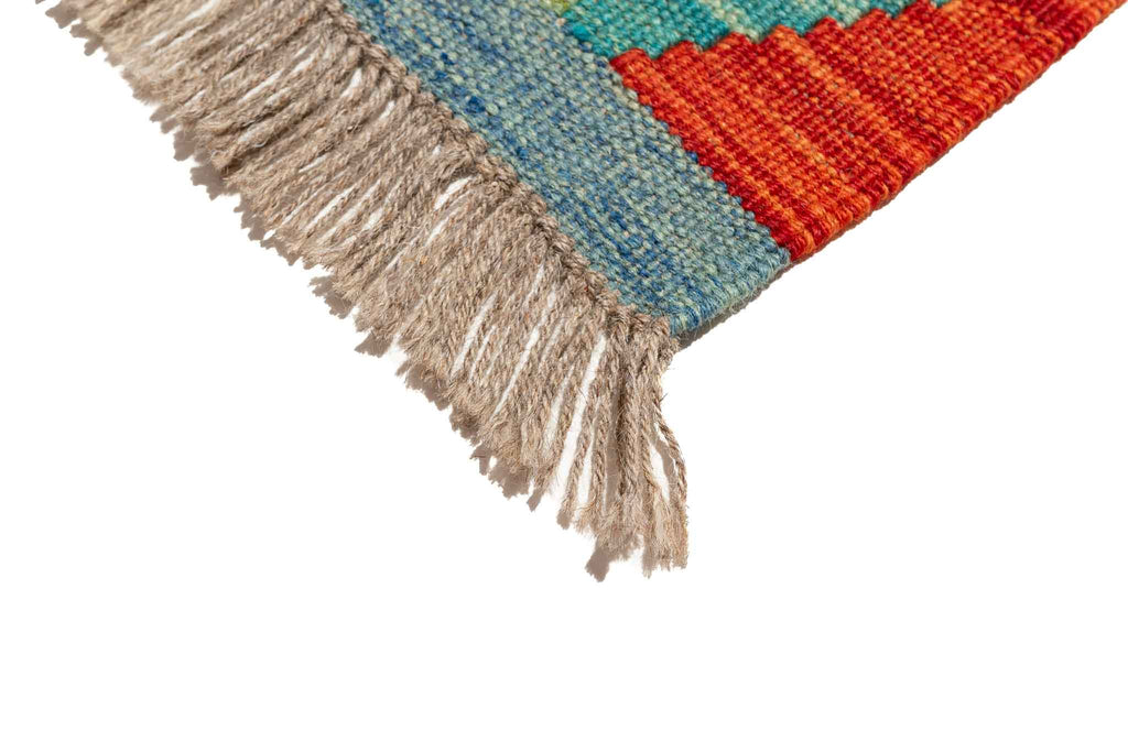 Handgewebter Kelim-Teppich aus Schurwolle, 88 × 294 cm