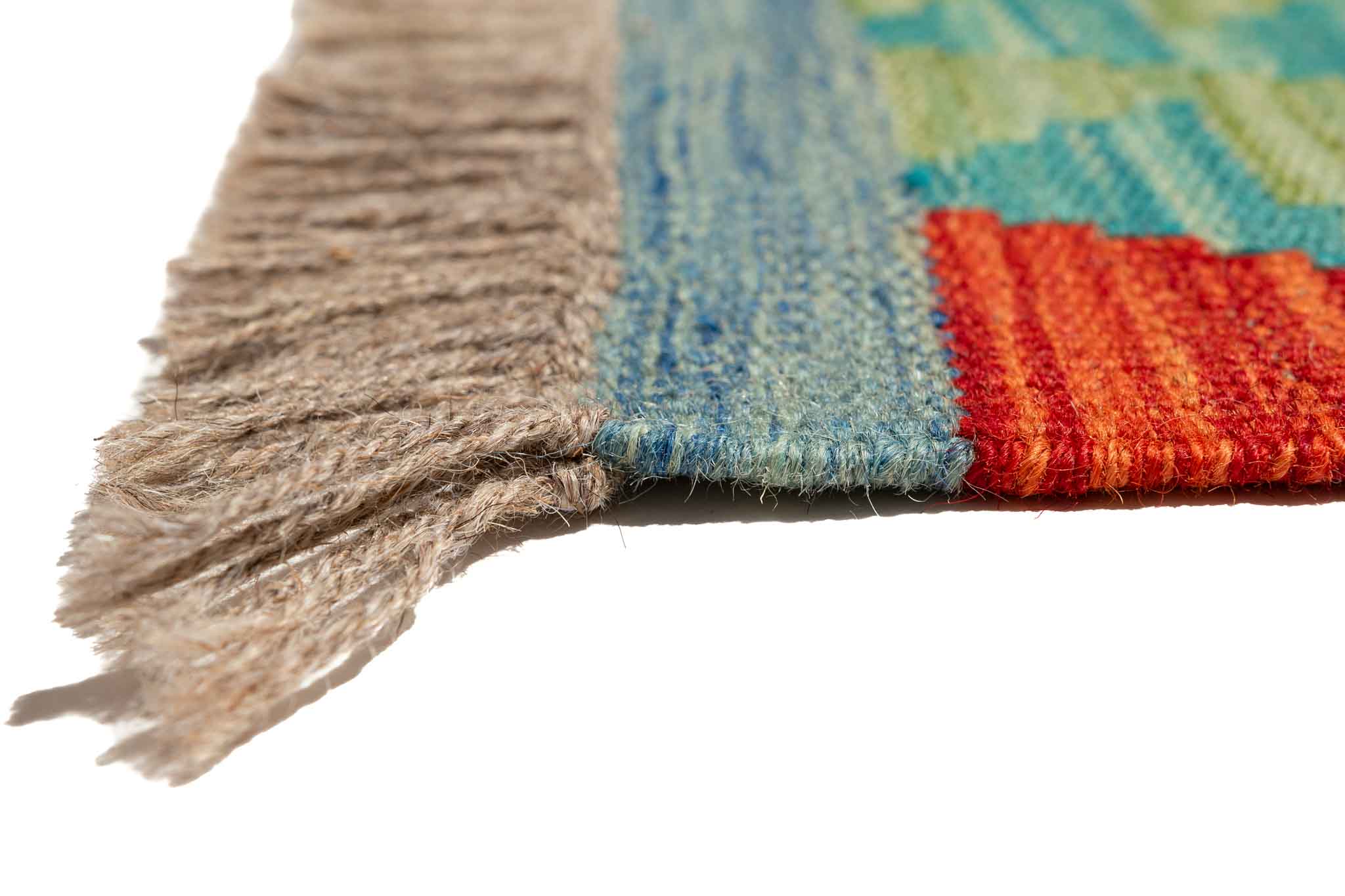 Handgewebter Kelim-Teppich aus Schurwolle, 88 × 294 cm