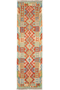Handgewebter Kelim-Teppich aus Schurwolle, 83 × 292 cm