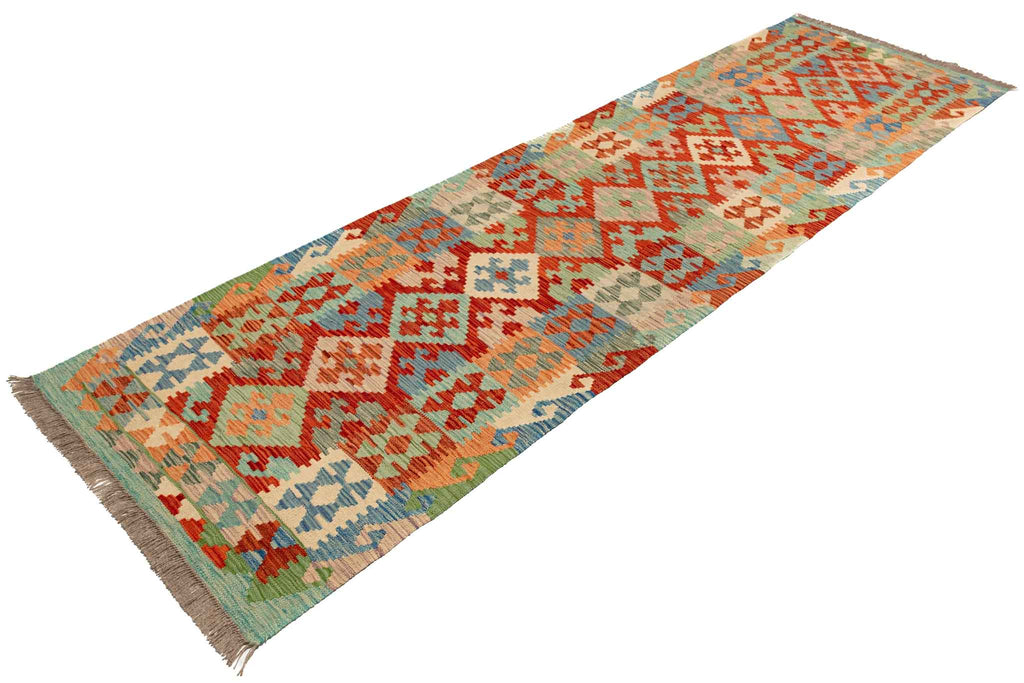 Handgewebter Kelim-Teppich aus Schurwolle, 83 × 292 cm