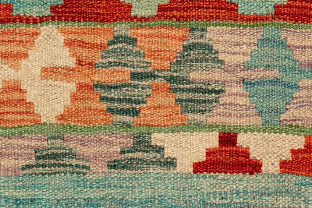Handgewebter Kelim-Teppich aus Schurwolle, 83 × 292 cm